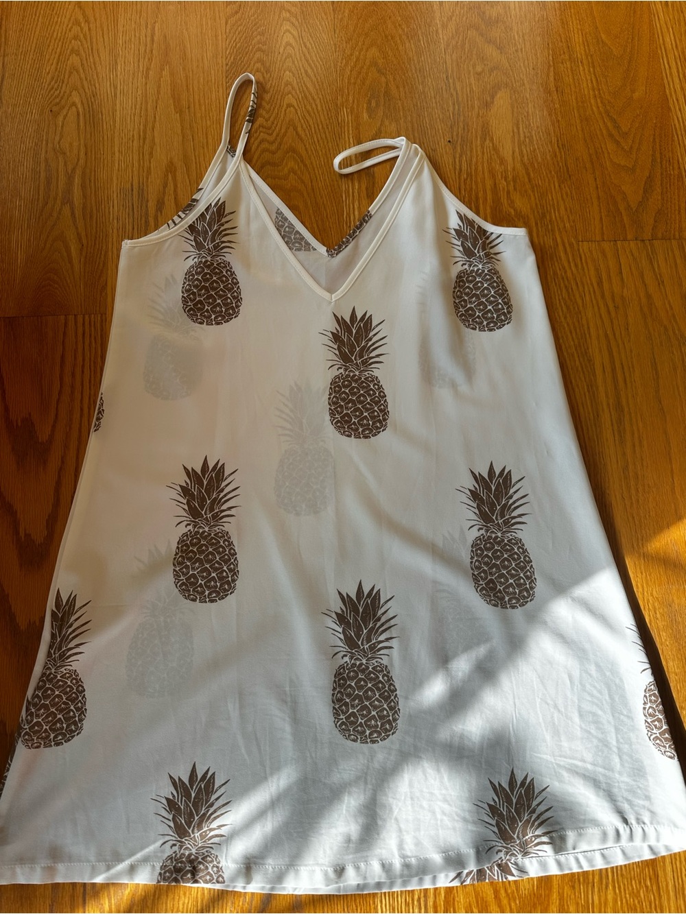 White Pineapple Print Spaghetti Strap dress small